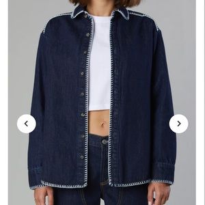 Still Here - western indigo button front shirt with tags. Sold out on site!